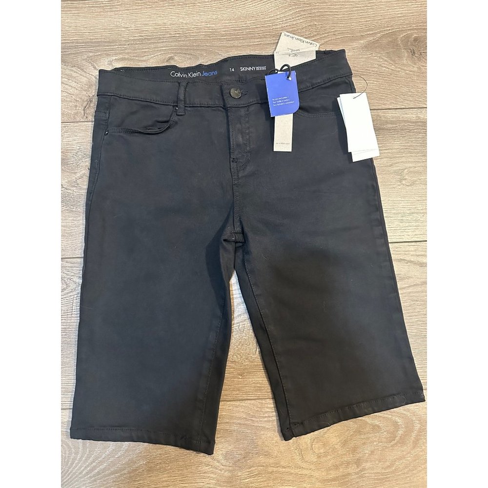Calvin Klein Boys Black Denim Shorts New 14